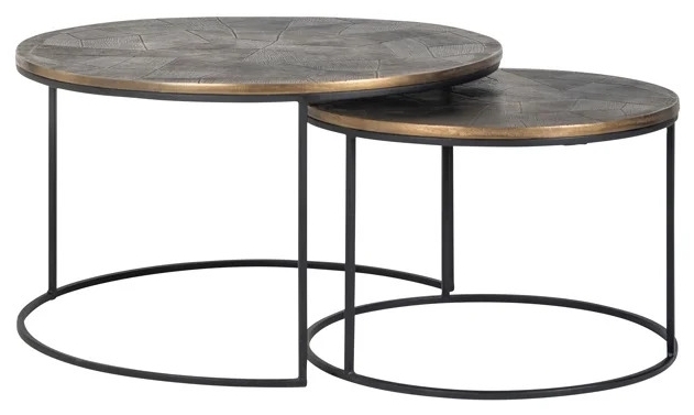Tulum Brushed Gold Round Coffee Table Set Of 2
