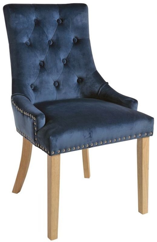 Vicky Fabric Dining Chair With Natural Legs Sold In Pairs Prussian Blue
