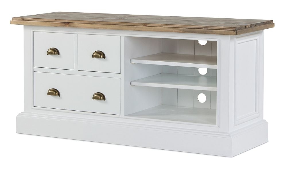 Lulworth Reclaimed White 3 Drawer Tv Unit