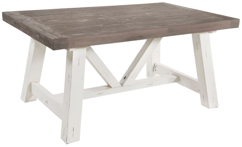 Purbeck Reclaimed Distressed White Large Dining Table