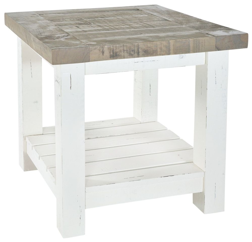 Purbeck Reclaimed Distressed White Lamp Table