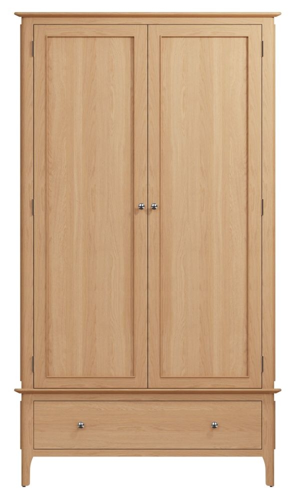 Appleby Oak 2 Door 1 Drawer Wardrobe