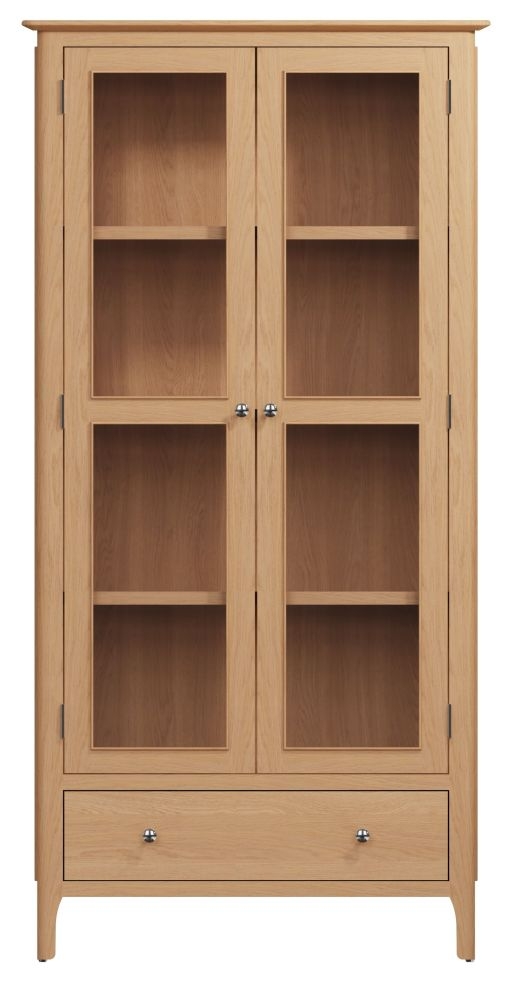 Appleby Oak 2 Door 1 Drawer Display Cabinet