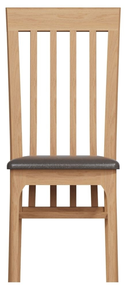 Appleby Oak Faux Leather Seat Dining Chair Sold In Pairs