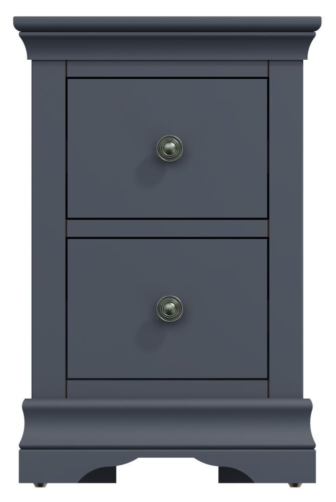 Chantilly Midnight Grey Painted 2 Drawer Bedside Cabinet