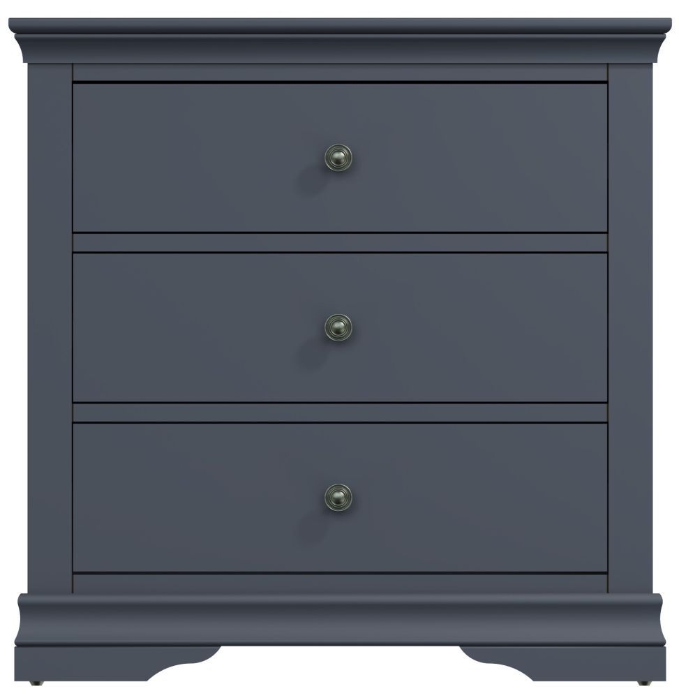Chantilly Midnight Grey Painted 3 Drawer Chest