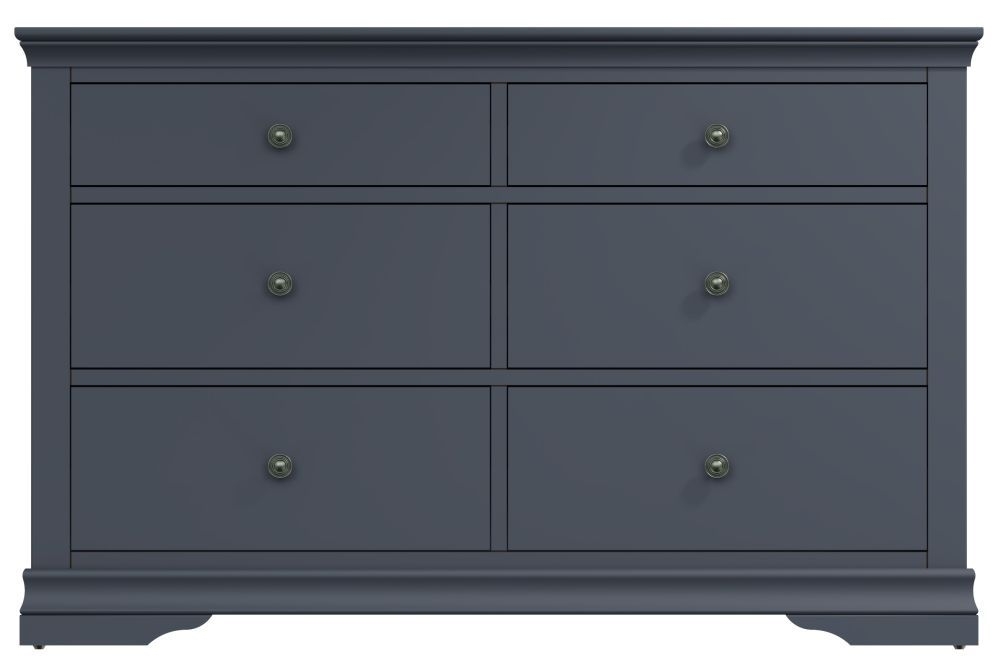 Chantilly Midnight Grey Painted 6 Drawer Chest