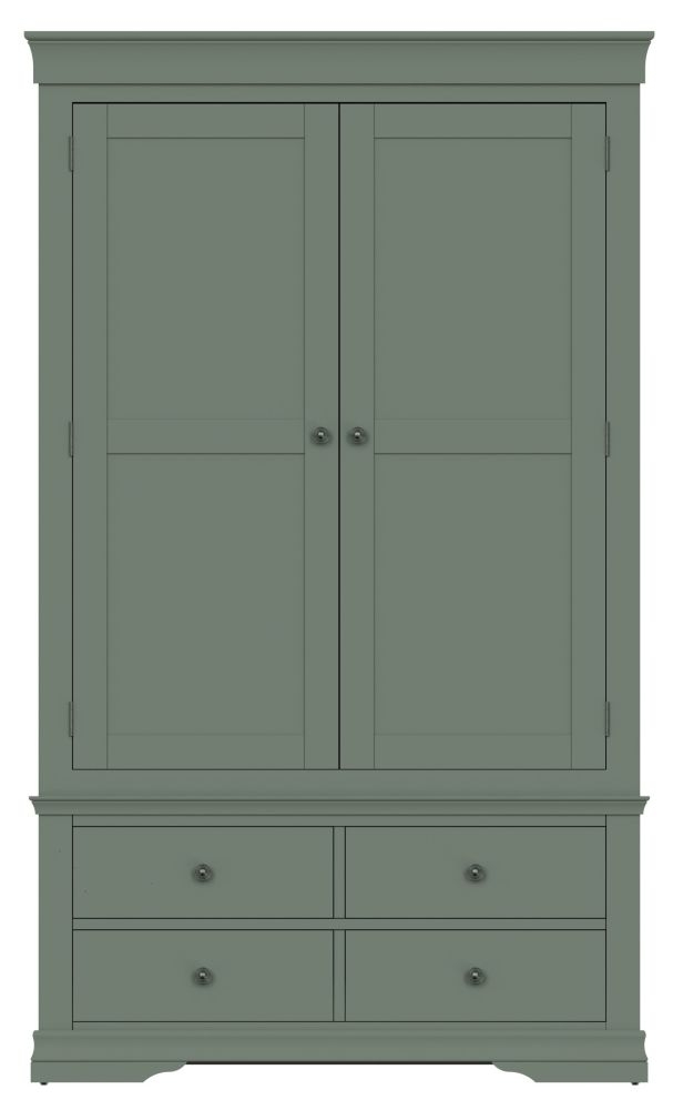 Chantilly Sage Green Painted 2 Door 4 Drawer Combi Wardrobe