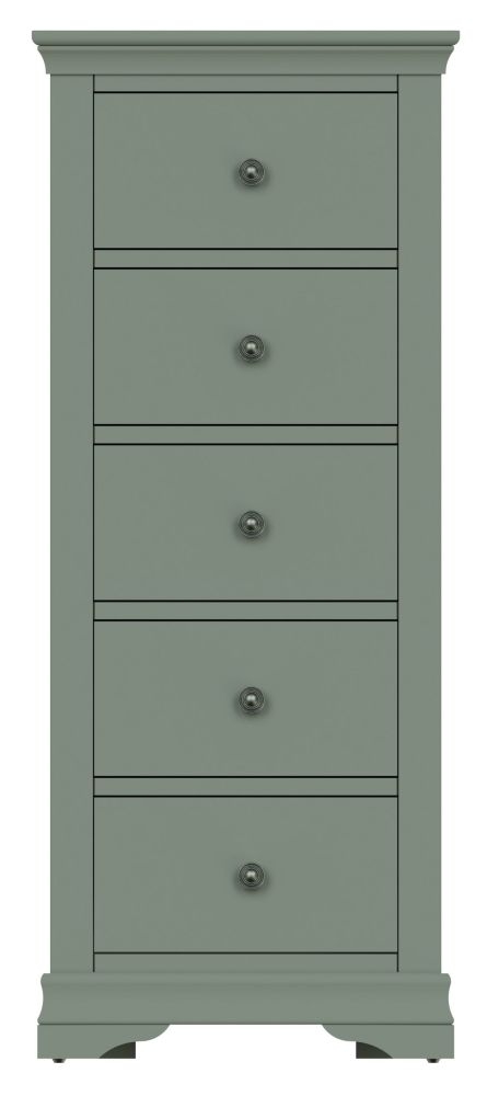 Chantilly Sage Green Painted 5 Drawer Tall Chest