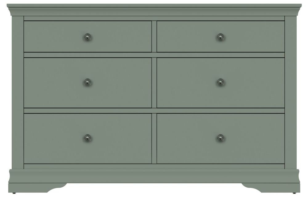 Chantilly Sage Green Painted 6 Drawer Chest
