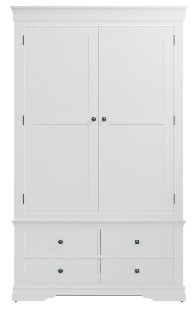 Chantilly White Painted 2 Door 4 Drawer Wardrobe