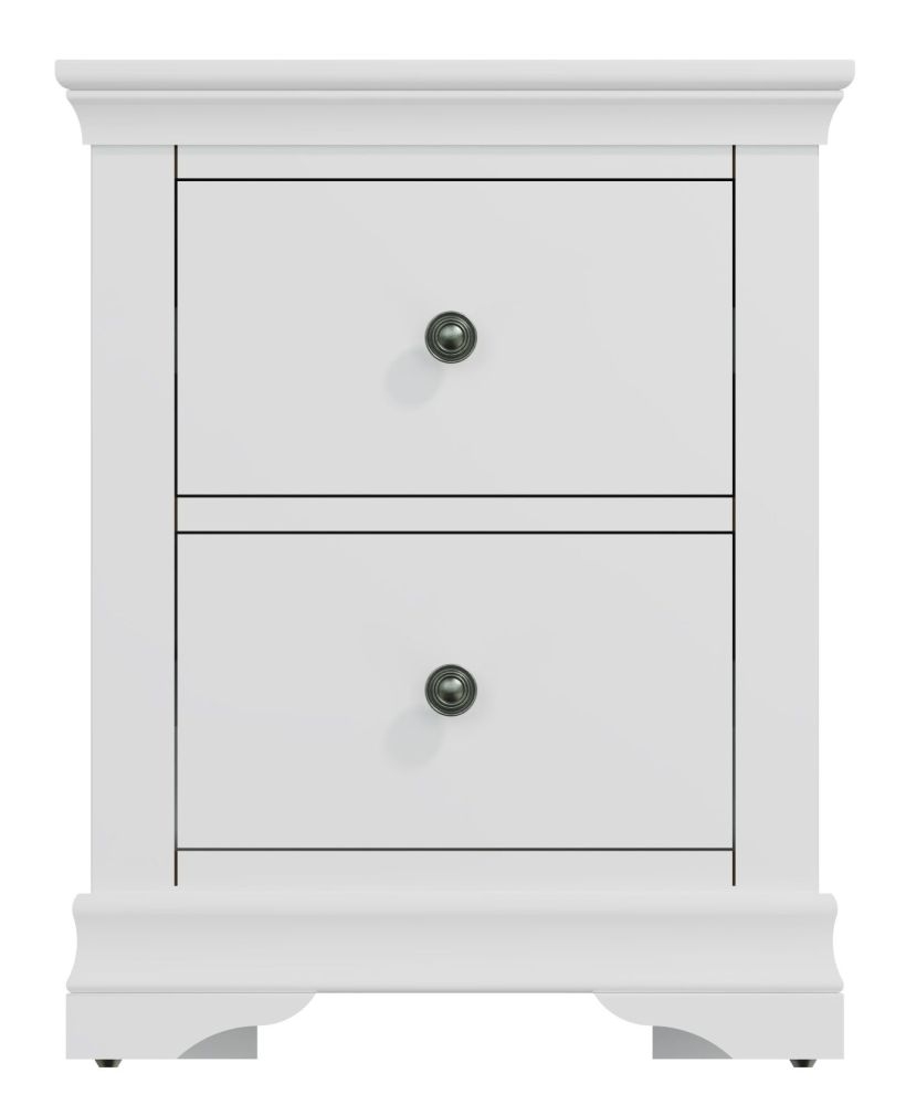 Chantilly White Painted 2 Drawer Large Bedside Cabinet