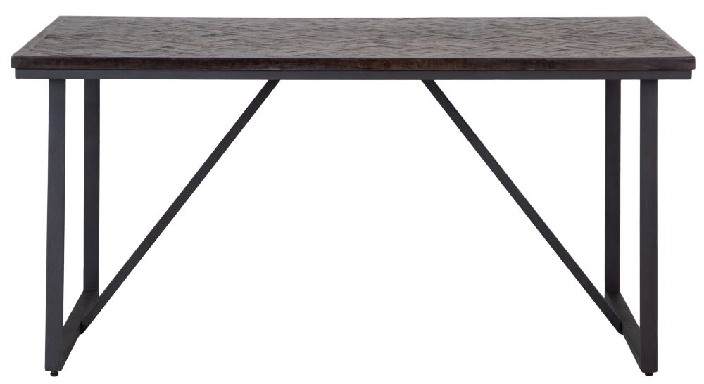 Cleona Chevron Top Teak Wood 6 Seater Dining Table 160cm