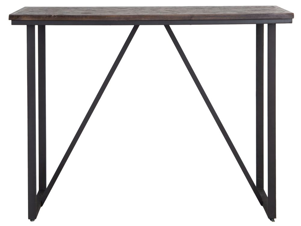 Cleona Chevron Top Teak Wood Console Table