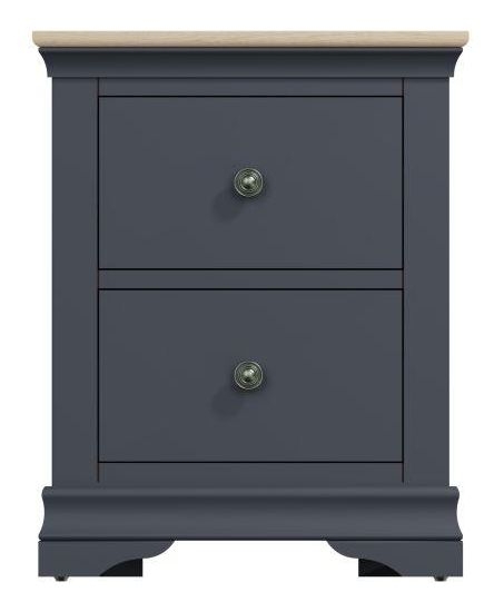 Margate Grey Painted 2 Drawer Large Bedside Cabinet