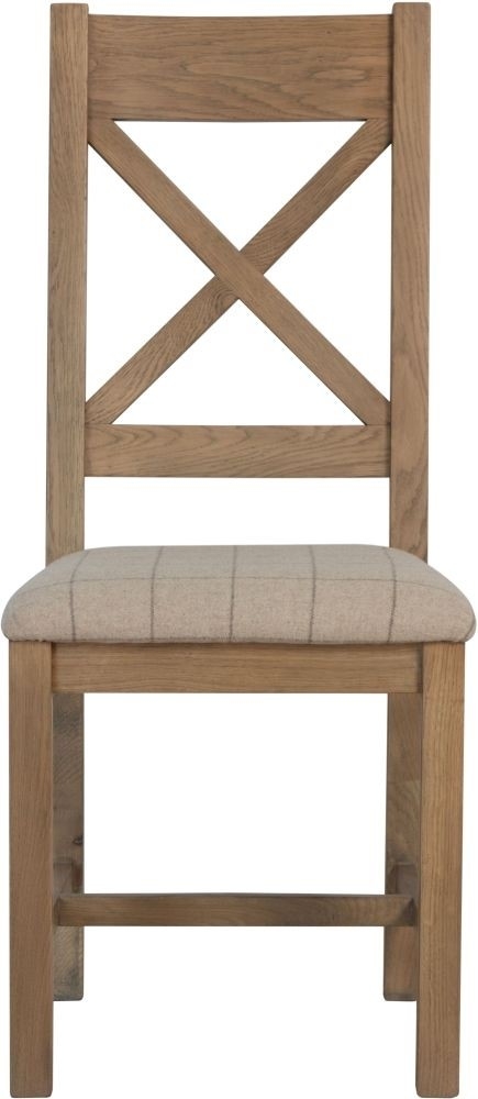 Hatton Oak Cross Back Dining Chair With Natural Fabric Seat Clearance Fss12670