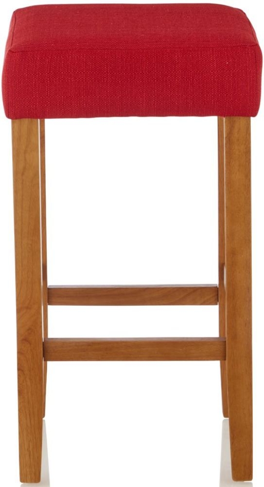 Serene Lantana Red Fabric Barstool With Oak Legs Set Of 2