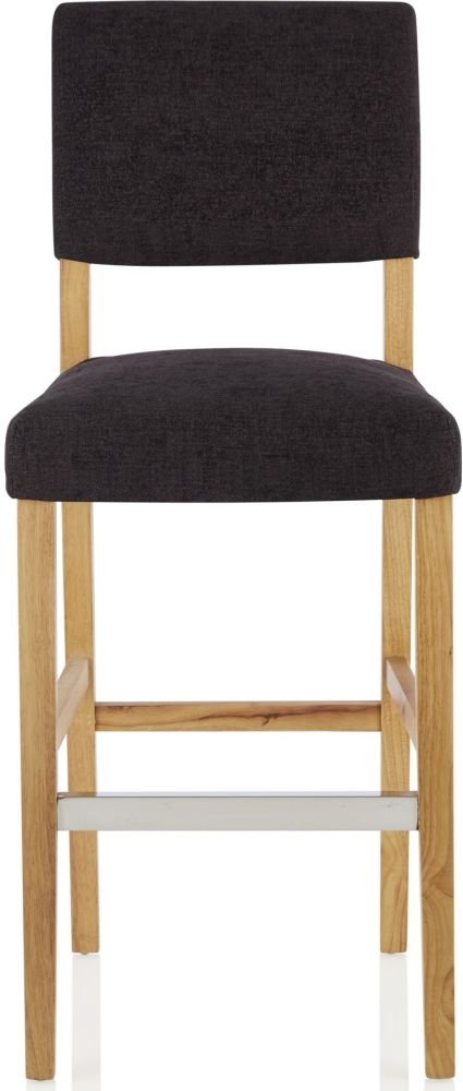 Serene Linnaea Aubergine Fabric Barstool With Oak Legs Set Of 2