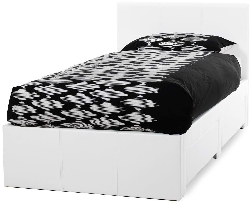 Serene Latino White Faux Leather 3ft Storage Bed