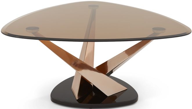 Serene Larissa Coffee Table Smoked Glass And Rose Gold