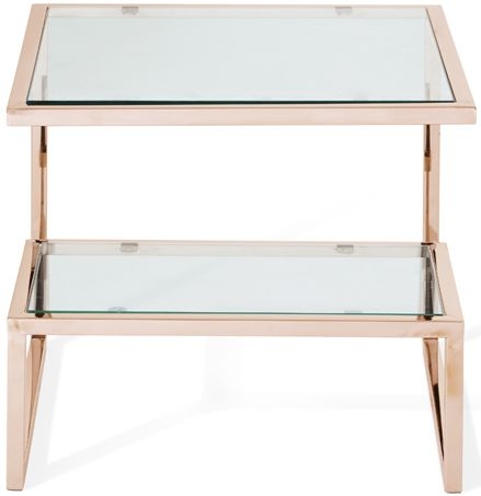 Serene Mera Lamp Table Glass And Rose Gold