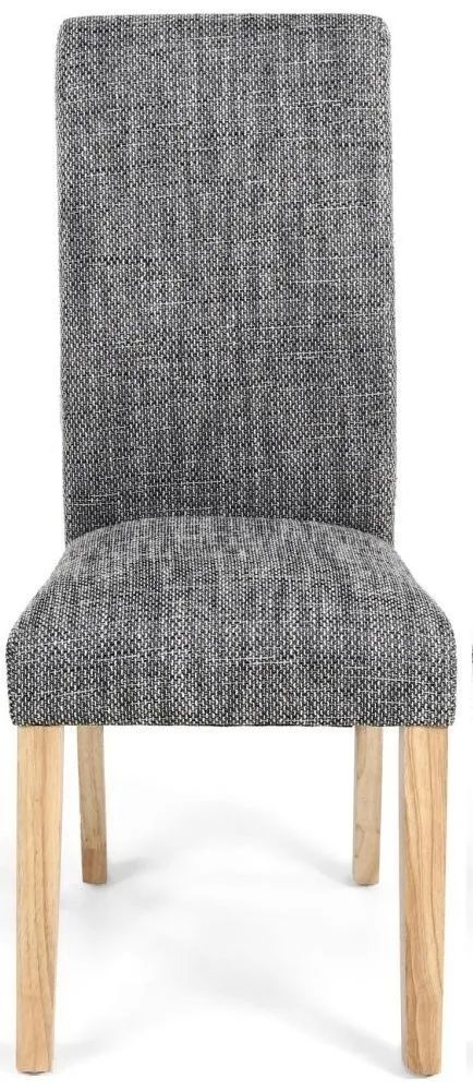 Karta Scroll Back Tweed Grey Dining Chair Sold In Pairs
