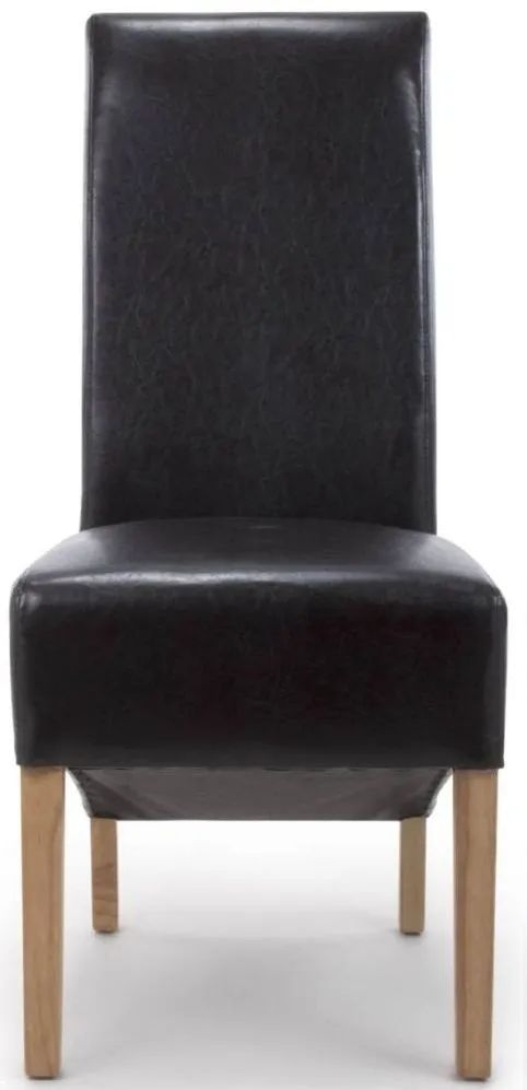 Krista Roll Back Bonded Leather Black Dining Chair Sold In Pairs
