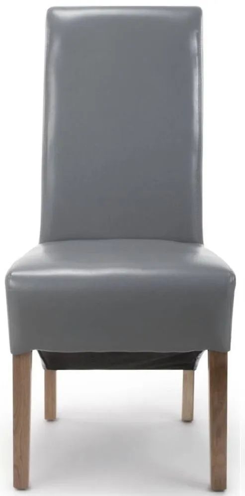Krista Roll Back Bonded Leather Grey Dining Chair Sold In Pairs