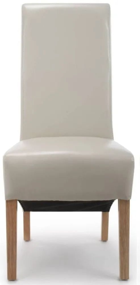 Krista Roll Back Bonded Leather Ivory Dining Chair Sold In Pairs