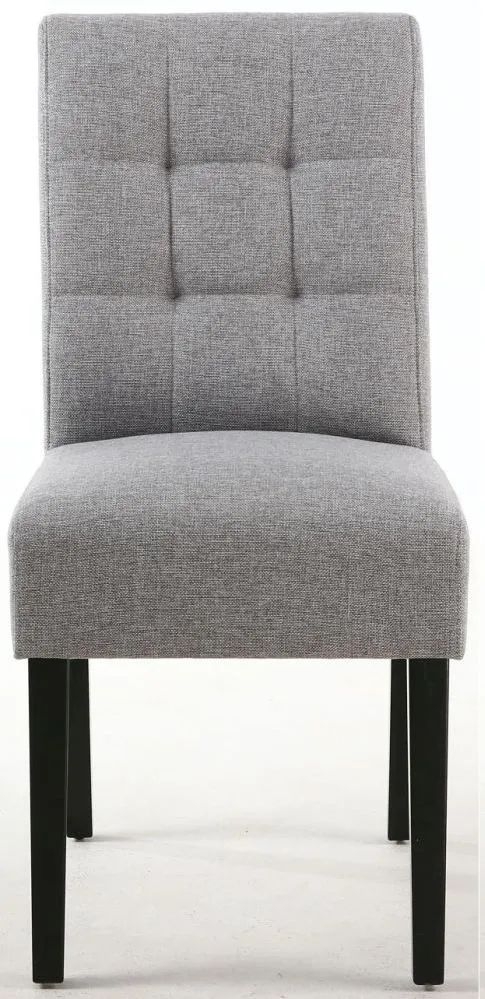 Moseley Stitched Waffle Linen Effect Silver Grey Dining Chair In Black Legs Sold In Pairs