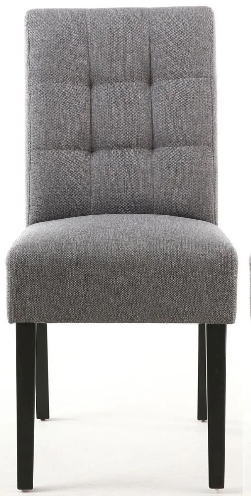 Moseley Stitched Waffle Linen Effect Steel Grey Dining Chair In Black Legs Sold In Pairs
