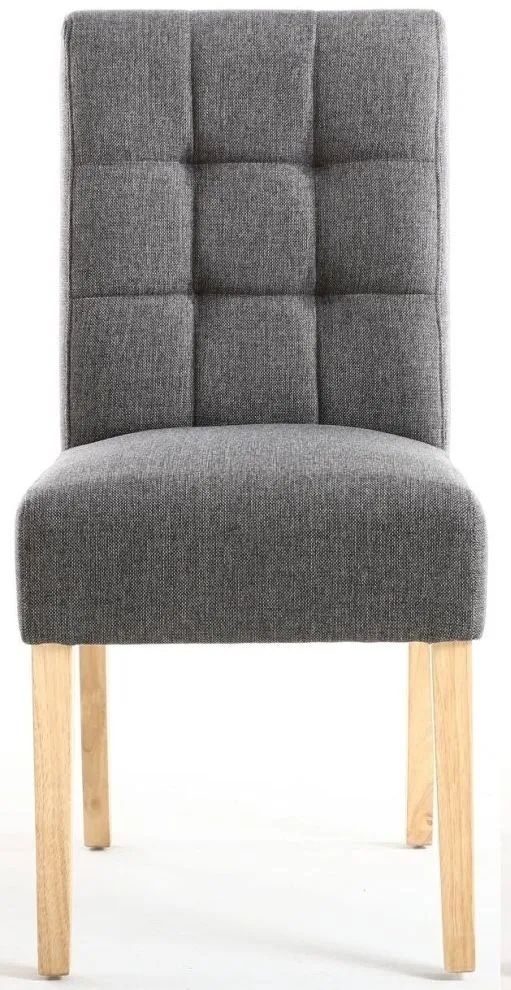 Moseley Stitched Waffle Linen Effect Steel Grey Dining Chair In Natural Legs Sold In Pairs
