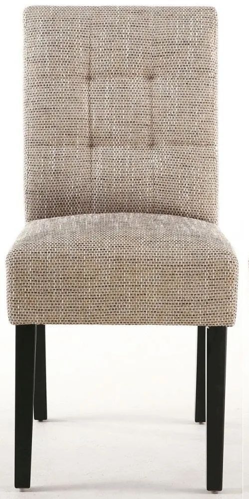 Moseley Stitched Waffle Tweed Oatmeal Dining Chair In Black Legs Sold In Pairs
