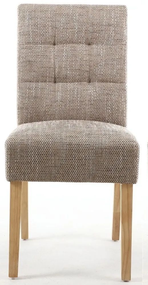 Moseley Stitched Waffle Tweed Oatmeal Dining Chair In Natural Legs Sold In Pairs