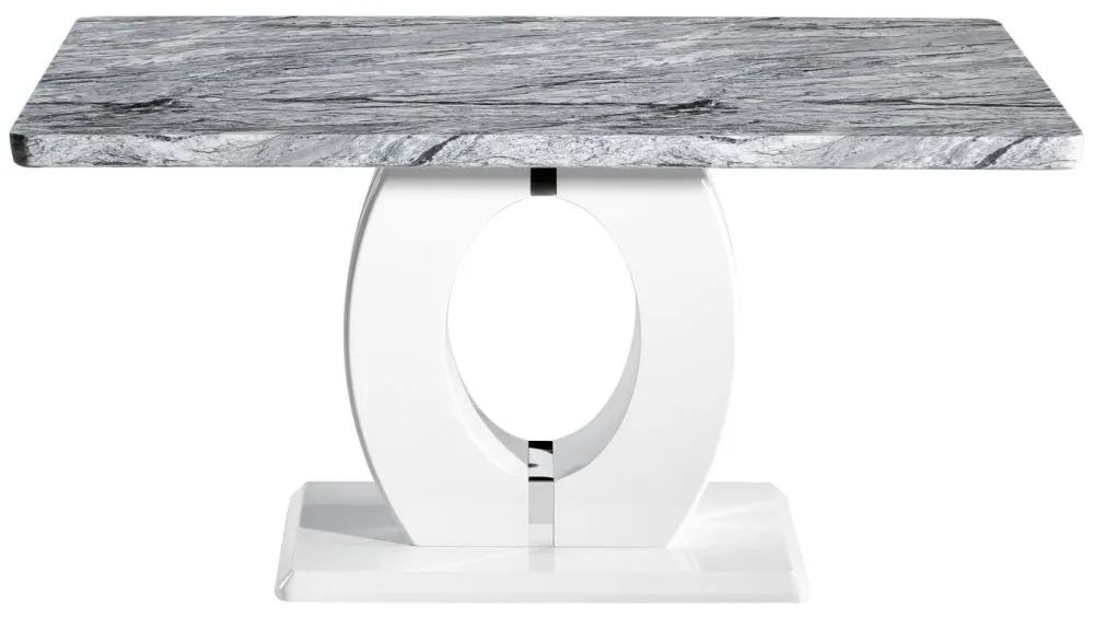 Neptune Large Marble Effect Grey White Dining Table