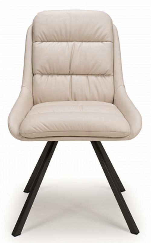 Arnhem Swivel Leather Effect Cream Dining Chair Sold In Pairs