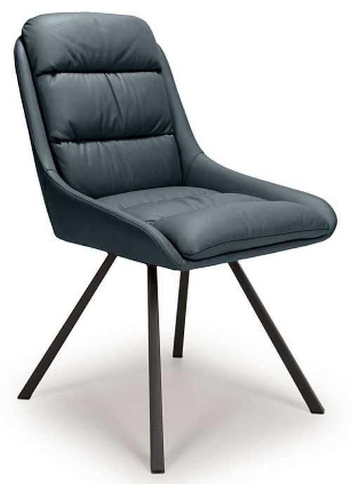 Arnhem Swivel Leather Effect Midnight Blue Dining Chair Sold In Pairs