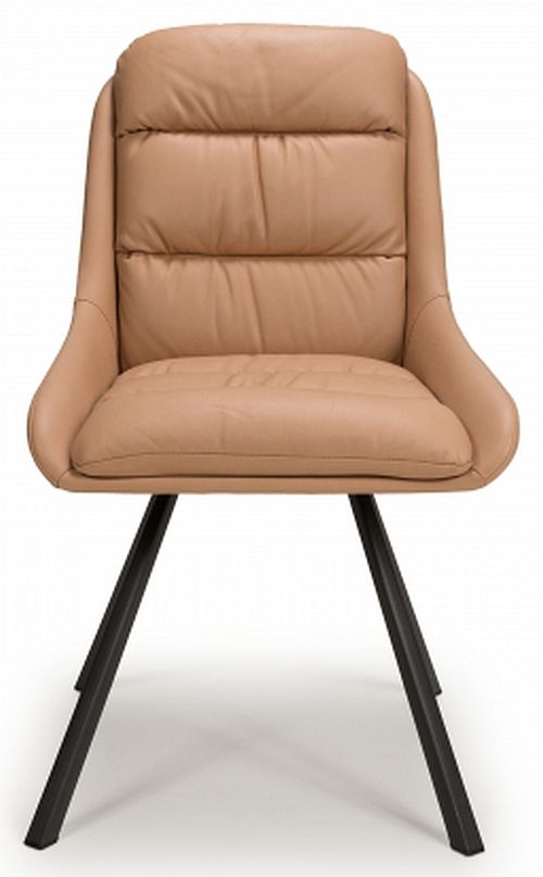 Arnhem Swivel Leather Effect Tan Dining Chair Sold In Pairs