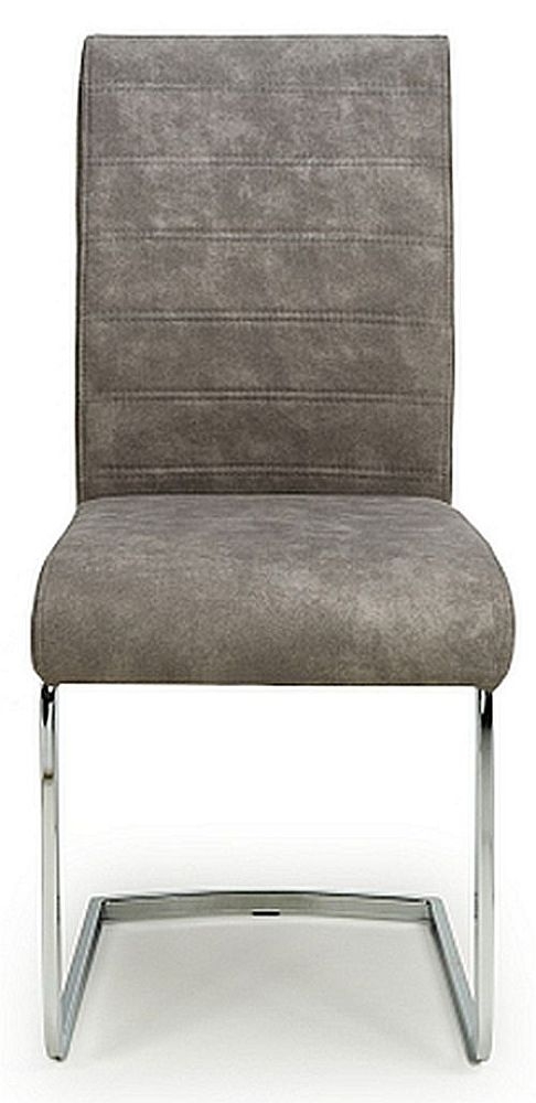 Callisto Suede Effect Light Grey Dining Chair Sold In Pairs