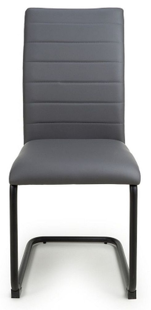 Carlisle Leather Effect Grey Dining Chair Set Of 4