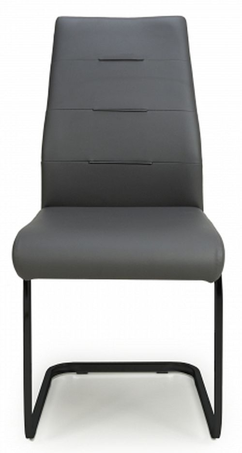 Cordoba Leather Effect Grey Dining Chair Sold In Pairs