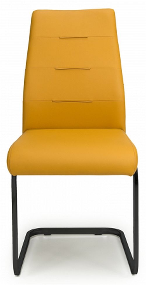 Cordoba Leather Effect Yellow Dining Chair Sold In Pairs