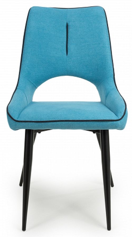 Lima Chenille Effect Blue Dining Chair Sold In Pairs