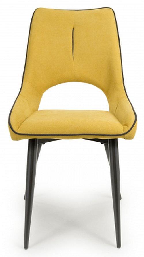 Lima Chenille Effect Yellow Dining Chair Sold In Pairs