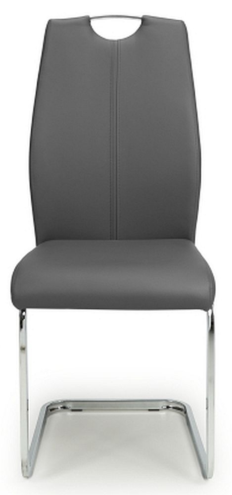 Toledo Leather Effect Grey Dining Chair Sold In Pairs