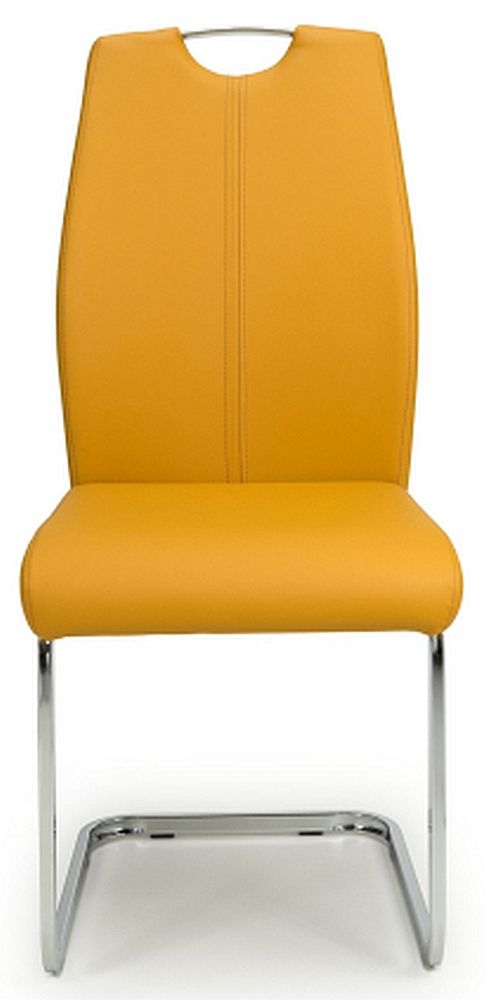 Toledo Leather Effect Yellow Dining Chair Sold In Pairs
