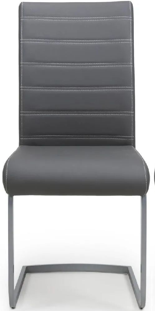 Callisto Leather Effect Grey Dining Chair Sold In Pairs