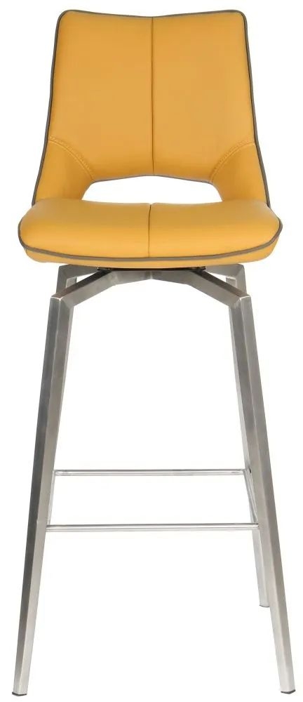 Mako Swivel Leather Effect Yellow Bar Chair Sold In Pairs