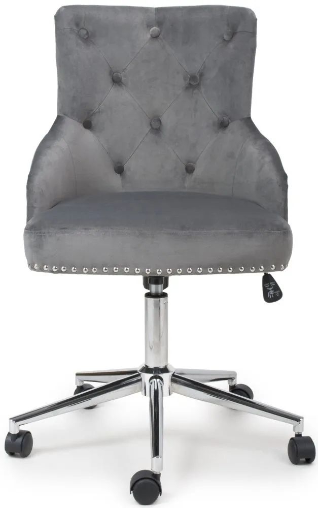 Rocco Brushed Velvet Grey Office Chair
