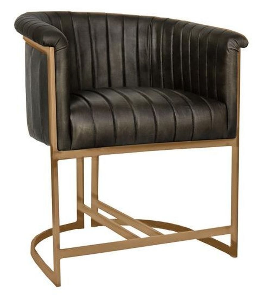 Antrim Dark Grey Leather And Gold Dining Chair Sold In Pairs